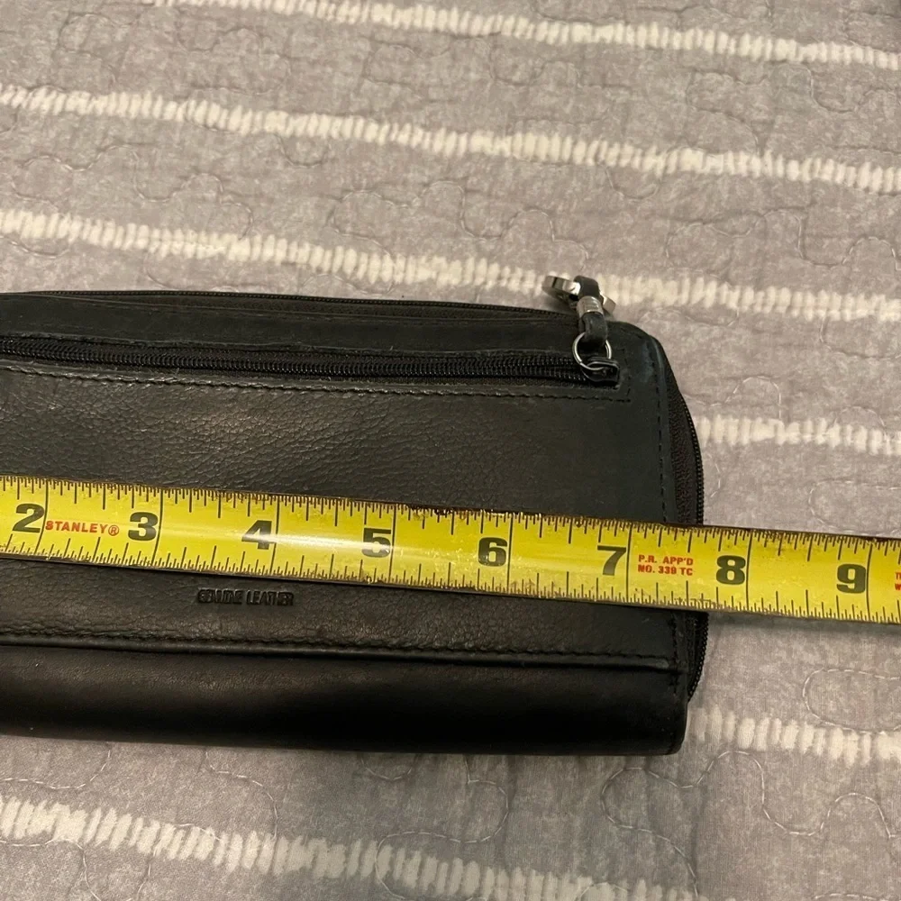 Vintage 90's Black Leather Long Zip Around Clutch Wallet
